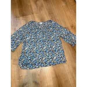 J. Jill Womens Floral Print 3/4 Sleeve Shirt Size Medium Sz‎ XL